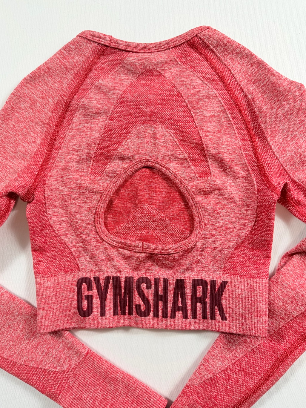 Gymshark Vital Seamless Long Sleeve Crop Top Xs Coral Pink Open Back Thumbholes